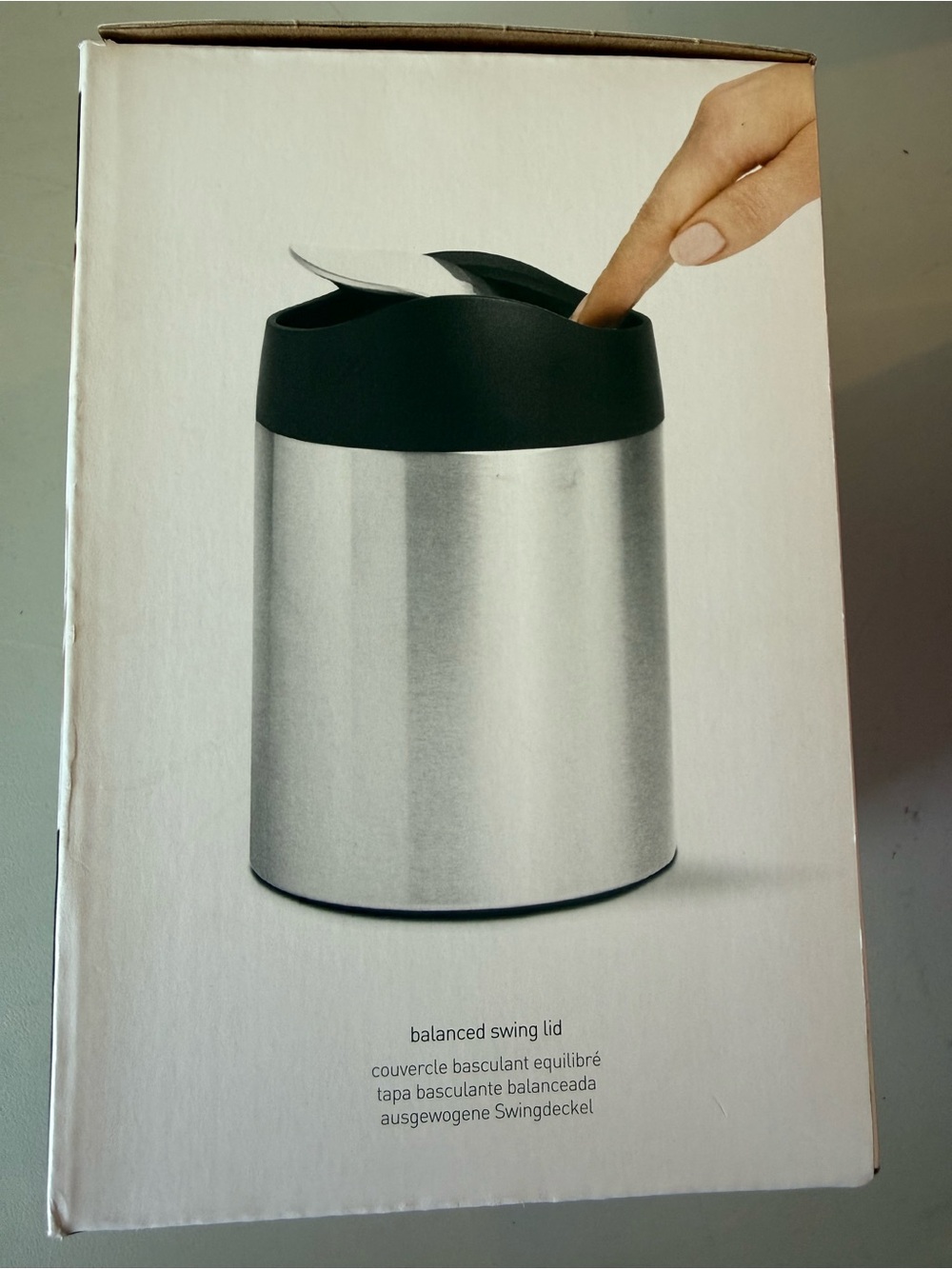 simplehuman Mini Can with Grey Trim - Silver and Grey - Picture 3 of 5